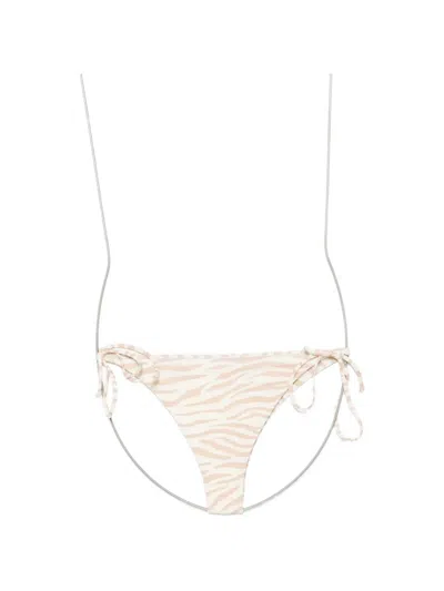 Mc2 Saint Barth Marielle Zebra-print Bikini Bottoms In White