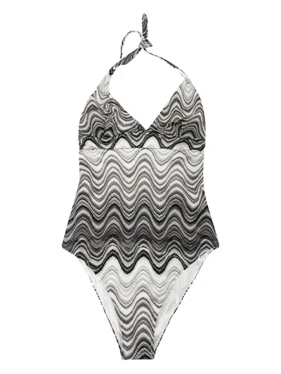 MC2 SAINT BARTH MARILYN WAVE-PATTERN HALTER SWIMSUIT