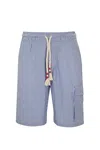 MC2 SAINT BARTH MARSEILLE BERMUDA SHORTS IN BLUE/WHITE STRIPED LINEN