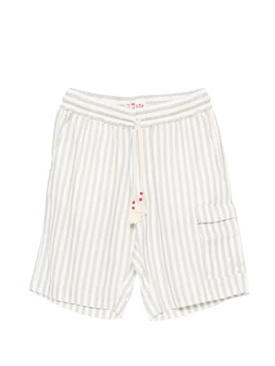 Mc2 Saint Barth Marseille Striped Pocket Shorts In Neutral