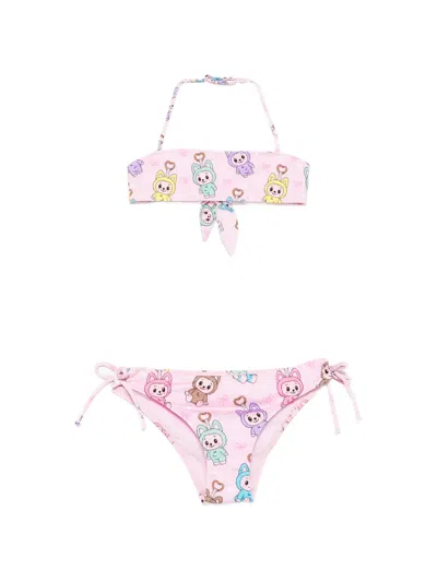 Mc2 Saint Barth Mary Cartoon-print Tie Bikini In Pink