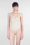 Mc2 Saint Barth Marylin Beachwear In Gold Polyamide In Neutral