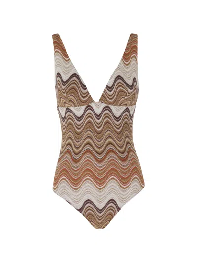 Mc2 Saint Barth Mavi Rachel Chevron Swimsuit In Black