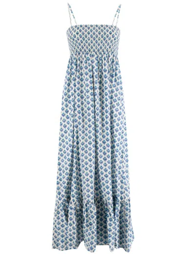 Mc2 Saint Barth Maxi Dress With Delicate Elastic Embroidery In Cotton Radical Flowers 10