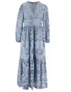 Mc2 Saint Barth Maxi Dress With Wide Neckline In Blue
