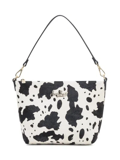 Mc2 Saint Barth Aline Cow-print Leather Clutch Bag In White