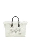 Mc2 Saint Barth Colette Wool Rib Bag With Embroidery In White