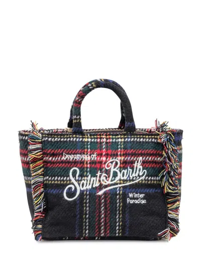 Mc2 Saint Barth Vanity Mini Wool Tartan Bag With Embroidery In Multi
