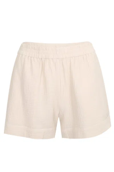 Mc2 Saint Barth Meave Cotton Muslin Pull Up Short Off White In Brown