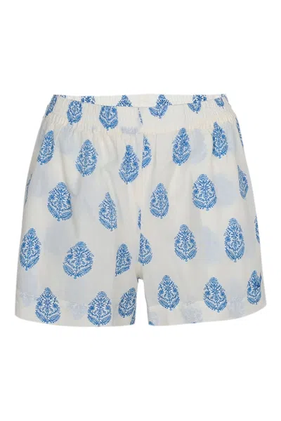 Mc2 Saint Barth Meave Cotton Short Paisley Leaf Pattern In White