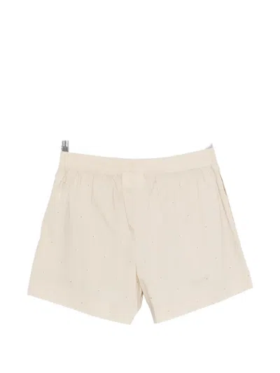 Mc2 Saint Barth Meave Crystal-embellished Elasticated-waist Shorts In Neutral