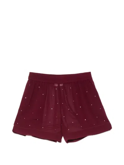 Mc2 Saint Barth Meave Crystal-embellished Elasticated-waist Shorts In Red