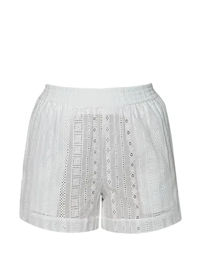 Mc2 Saint Barth Meave Embroidered Shorts In White