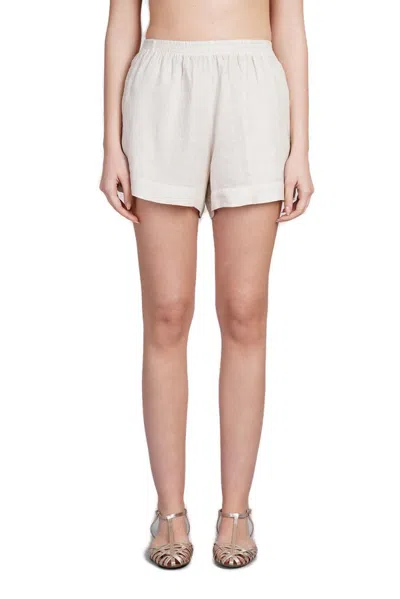 Mc2 Saint Barth Meave Logo Embroidered Shorts In Neutral