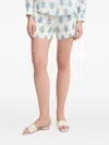 Mc2 Saint Barth Meave Cotton Short Paisley Leaf Pattern In White