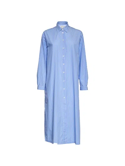 Mc2 Saint Barth Meave Pullup Stripe-pattern Shirt Dress In Blue