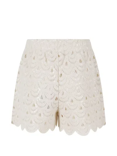 Mc2 Saint Barth Meave Sequin-embellished Crochet Shorts In Neutral