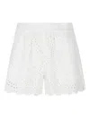 Mc2 Saint Barth Floral Cut-out White Shorts