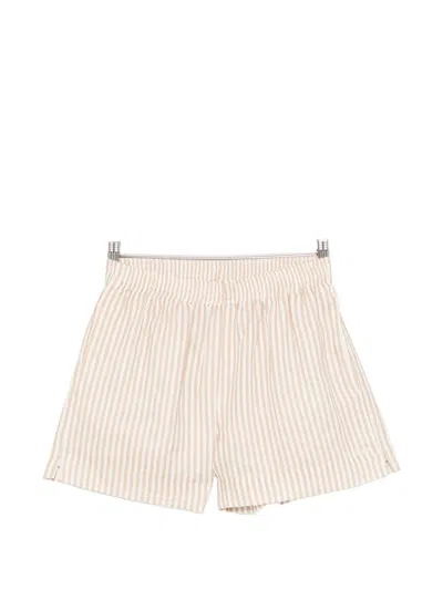 Mc2 Saint Barth Meave Striped Logo-embroidered Shorts In Neutral