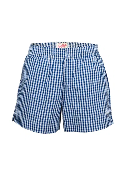 Mc2 Saint Barth Meave Vichy Gingham Short In Blue