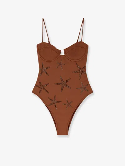 Mc2 Saint Barth Medea One-piece Swimsuit With Strass Starfish Motif