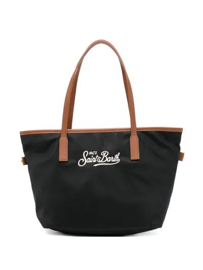 Mc2 Saint Barth Medium City Embroidered Tote Bag In Black