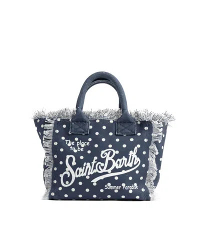 Mc2 Saint Barth Medium Tote Bag In Durable Cotton Canvas In Blue