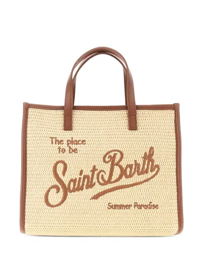 Mc2 Saint Barth Medium Vivian Embroidered Tote Bag In Neutral
