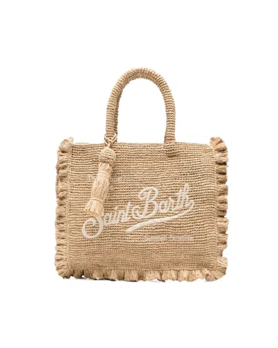 Mc2 Saint Barth Medium Woven Raffia Tote Bag In Brown