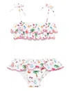 Mc2 Saint Barth Kids Melie Bikini With Ruched Print In 粉色