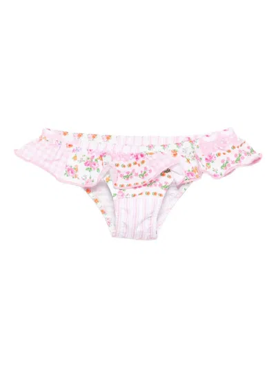 Mc2 Saint Barth Kids' Melly Ruffled Bikini Bottoms In Pink