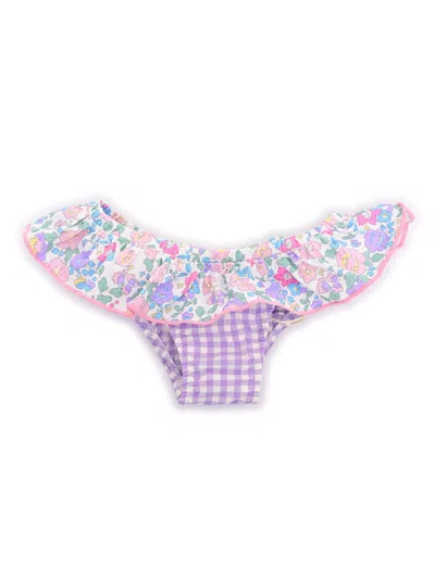 Mc2 Saint Barth Kids' Melly-violet Flowers 2124 Vichy Tape In Multi