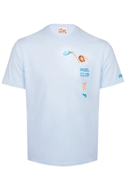 Mc2 Saint Barth Men Austin T-shirt With Padel Club Print In Blue
