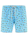 Mc2 Saint Barth Man Lightweight Fabric Swim-shorts Lighting Micro Fantasy With Lancia Delta Print Lancia Special Edi In Light Blue