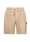 Mc2 Saint Barth Men Beige Chinos With Side Linen Short