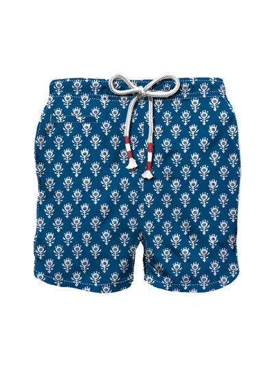 Mc2 Saint Barth Men's Caprese Printed Swim Shorts In Blue