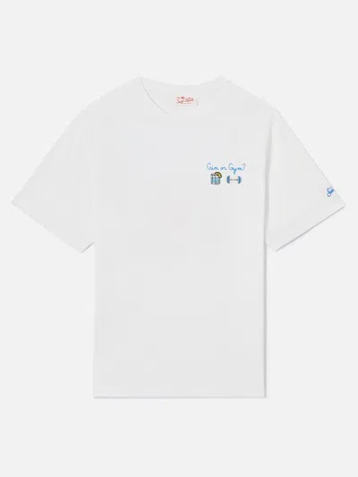 Mc2 Saint Barth Men Classic T-shirt Portofino With Gin Or Gym Embroidery