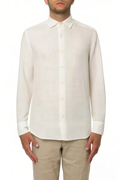 Mc2 Saint Barth Men Cream Linen Pamplona Shirt In White