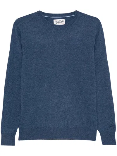 Mc2 Saint Barth Fine-knit Crew-neck Sweater In Blue