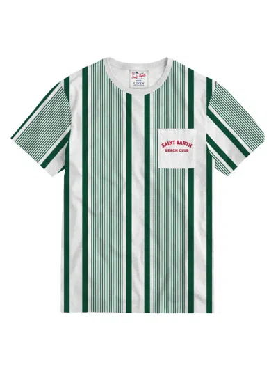 Mc2 Saint Barth Men's Ecstasea Striped Linen T-shirt In Gaze Stripes