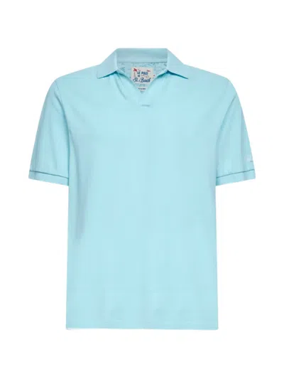 Mc2 Saint Barth Light Blue Solid Shirt Collar Polo