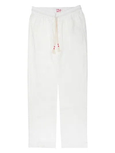 Mc2 Saint Barth Men's Linen Trousers Made In Italy In White