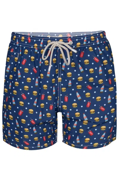 Mc2 Saint Barth Men Men Lighting Micro Hamburger And Cola Shorts In Blue