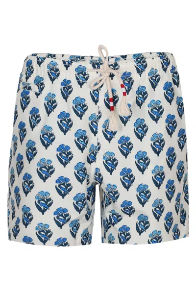Mc2 Saint Barth Men Men's Swim Short Caprese With Flower Print