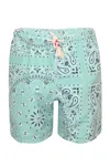 Mc2 Saint Barth Men Men's Swim Short Caprese With Sage Green Bandana Print