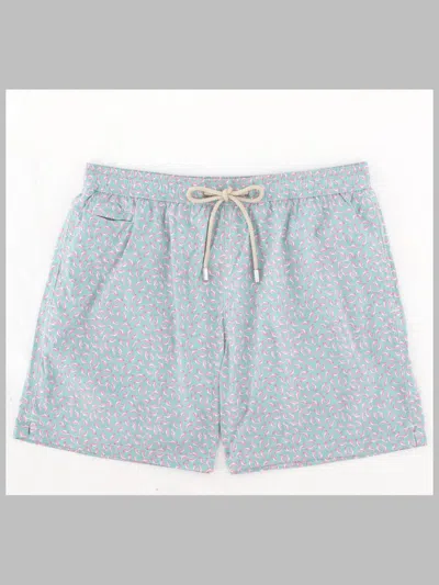 Mc2 Saint Barth Flamingo-print Drawstring Swim Shorts In Blue