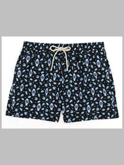 Mc2 Saint Barth Graphic-print Drawstring Swim Shorts In Black