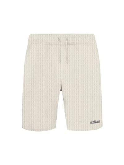 Mc2 Saint Barth Men's Randle Cotton Waffle-knit Shorts In Beige