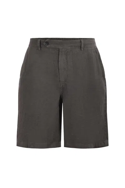Mc2 Saint Barth Men Sebastian Linen Short Kombu Green In Brown