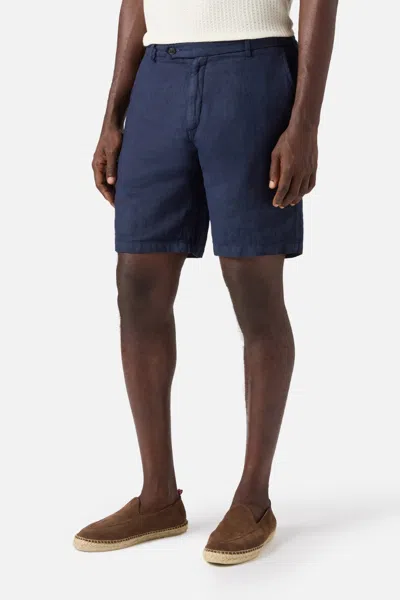 Mc2 Saint Barth Men Sebastian Linen Short Navy In Blue